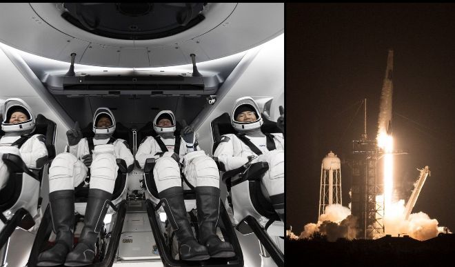 SpaceX ने 4 अंतरिक्ष यात्रियों को भेजा अंतरराष्ट्रीय अंतरिक्ष स्टेशन